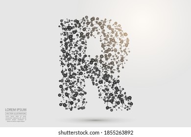 English letters abstract font consists 3d of triangles, lines, dots and connections. Vector illustration EPS 10.