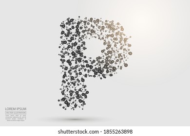 English letters abstract font consists 3d of triangles, lines, dots and connections. Vector illustration EPS 10.