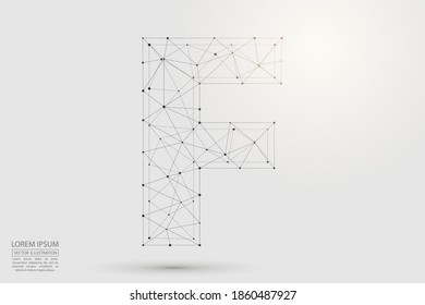 English letters abstract font consists 3d of triangles, lines, dots and connections. Vector illustration EPS 10.