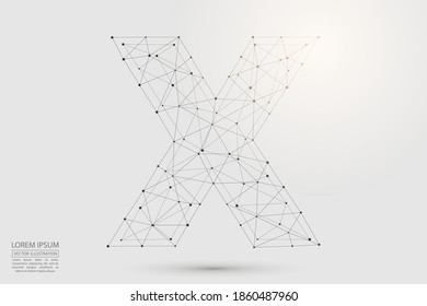 English letters abstract font consists 3d of triangles, lines, dots and connections. Vector illustration EPS 10.