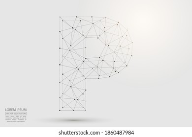English letters abstract font consists 3d of triangles, lines, dots and connections. Vector illustration EPS 10.