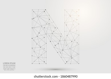 English letters abstract font consists 3d of triangles, lines, dots and connections. Vector illustration EPS 10.
