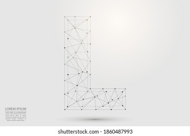 English letters abstract font consists 3d of triangles, lines, dots and connections. Vector illustration EPS 10.

