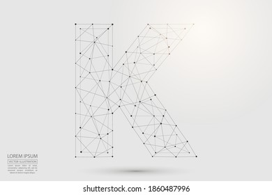 English letters abstract font consists 3d of triangles, lines, dots and connections. Vector illustration EPS 10.
