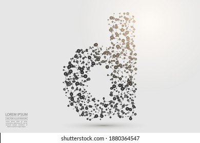 English letters abstract font consists 3d of triangles, lines, dots and connections. Vector illustration EPS 10.