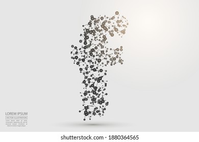 English letters abstract font consists 3d of triangles, lines, dots and connections. Vector illustration EPS 10.