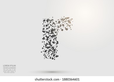 English letters abstract font consists 3d of triangles, lines, dots and connections. Vector illustration EPS 10.