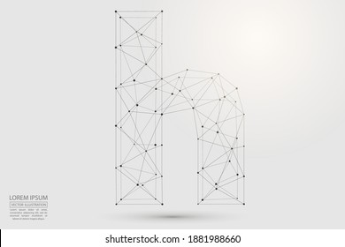 English letters abstract font consists 3d of triangles, lines, dots and connections. Vector illustration EPS 10.
