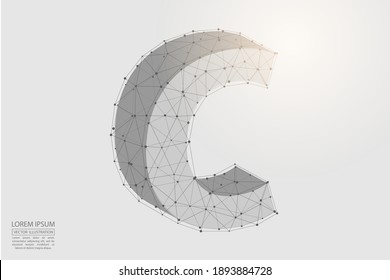 English letters abstract font consists 3d of triangles, lines, dots and connections. Vector illustration EPS 10.