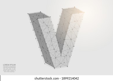 English letters abstract font consists 3d of triangles, lines, dots and connections. Vector illustration EPS 10.