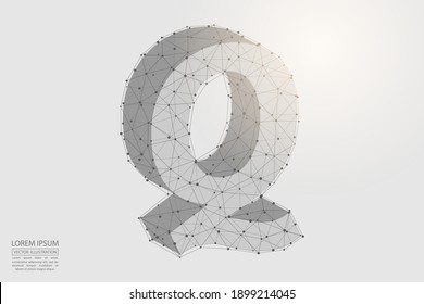 English letters abstract font consists 3d of triangles, lines, dots and connections. Vector illustration EPS 10.