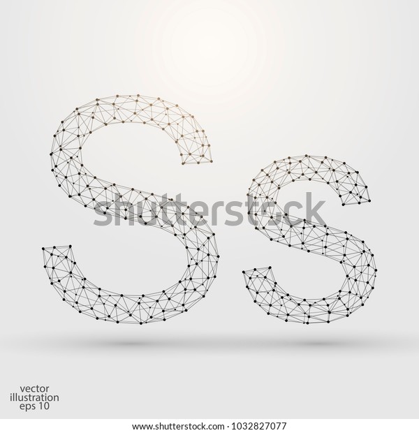 English letters\
abstract font consists 3d of triangles, lines, dots and\
connections. Vector illustration EPS\
10.