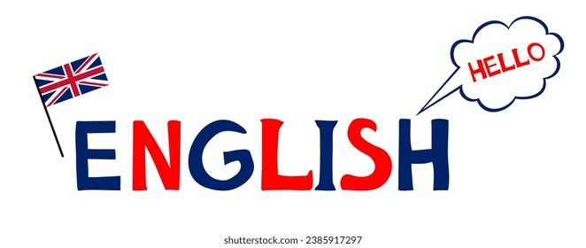 ENGLISH  letters banner. Design Concept Of Word ENGLISH Website Banner. Learn English  vector illustration for website interface design. School infographic education concept. Internet banner 