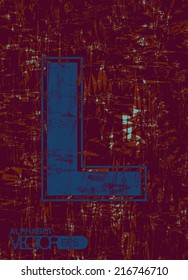 English letters with a blue background roughness. 