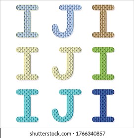 English letters I and J vector with different color. Adobe Illustrator.