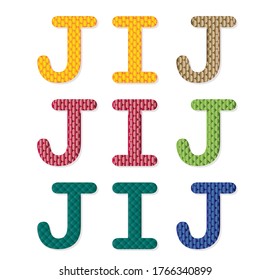 English letters J and I vector with different color. Adobe Illustrator.