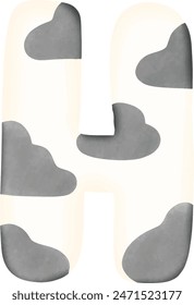 English letters and numbers with cow skin pattern