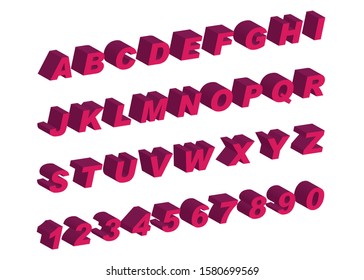 English letters and numbers have three-dimensional shadows.