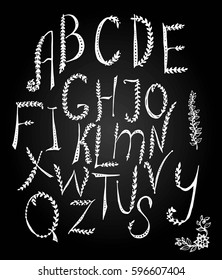 English letters on a black background hand painted