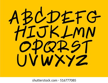 English letters vector, free hand brush, a to z.