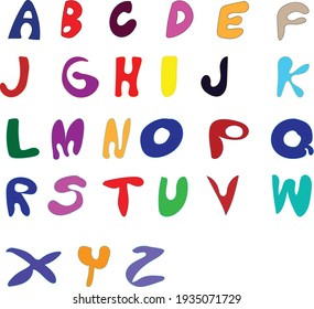 English letters A to Z symbol cute colorful