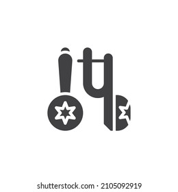 Icono vectorial de los pendientes de bloqueo ingleses. signo plano relleno para concepto móvil y diseño web. Anuncios con icono de glifo estrella. Símbolo, ilustración del logotipo. Gráficos vectoriales