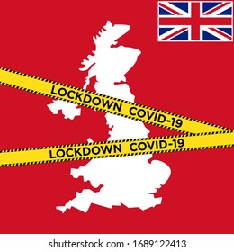 english lockdown. blank map with flag design vector illustration.
