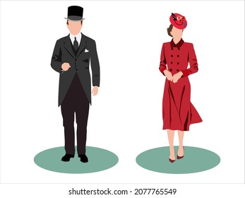  English man and woman in the traditional clothes Vector Illustration