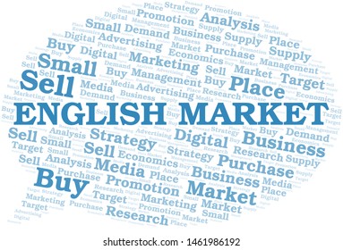 English Market word cloud. Vector made with text only