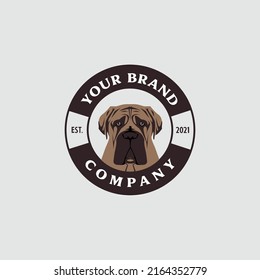 English Mastiff Dog Head Mascot Circle Vintage Pet