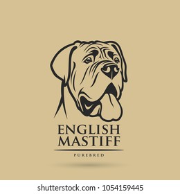 English Mastiff Dog - Isolated Outlined Vector Illustration