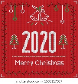 english merry christmas 2020 knitting type design 2020 with knitting vector background happy noel