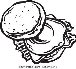 English Muffin Breakfast Sandwich Black And White