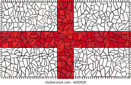 English National Flag "St. George?s Cross" created as window-pane; original size ratio -  3:5