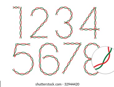 English Numbers made by electric wire.