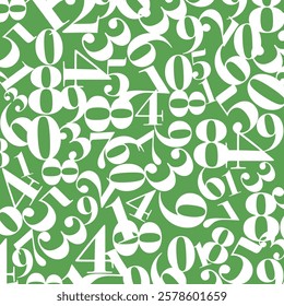 English numbers pattern on green background - vector illustration