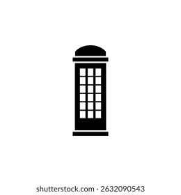 Cabine de telefone em inglês, Caixa de telefone de Londres Ícone de vetor plano sólido isolado no fundo branco.