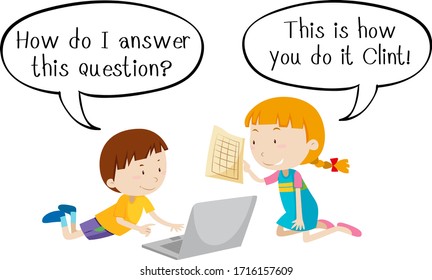 English phrase with people in actions on white background illustration