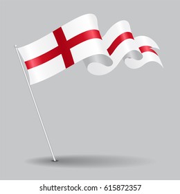 English pin icon wavy flag. Vector illustration.