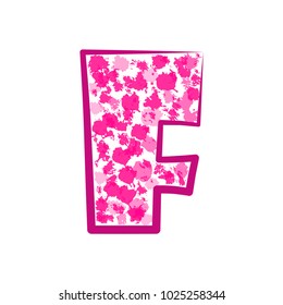 English pink letter F on a white background. Vector illustration.