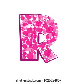 English pink letter R on a white background. Vector illustration.