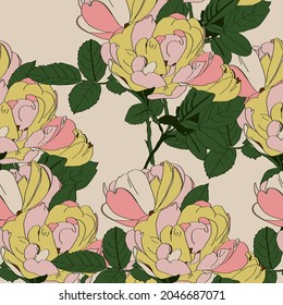 English pink rose seamless pattern