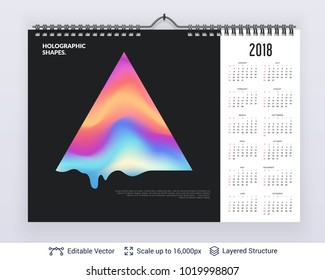 English planning calendar. Vector template January - December, week starts on Sunday.