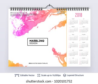 English planning calendar. Vector template January - December, week starts on Sunday.