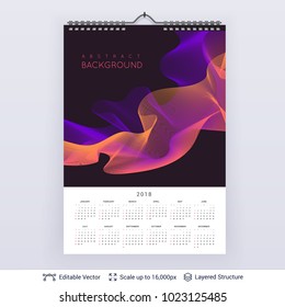 English planning calendar. Vector template January - December, week starts on Sunday.