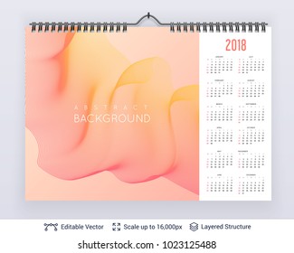 English planning calendar. Vector template January - December, week starts on Sunday.