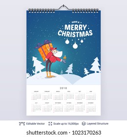 English planning calendar. Vector template January - December, week starts on Sunday.