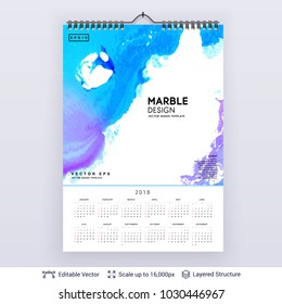 English planning calendar. Vector template January - December, week starts on Sunday.