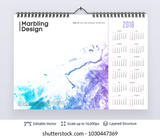 English planning calendar. Vector template January - December, week starts on Sunday.