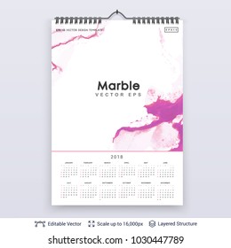 English planning calendar. Vector template January - December, week starts on Sunday.